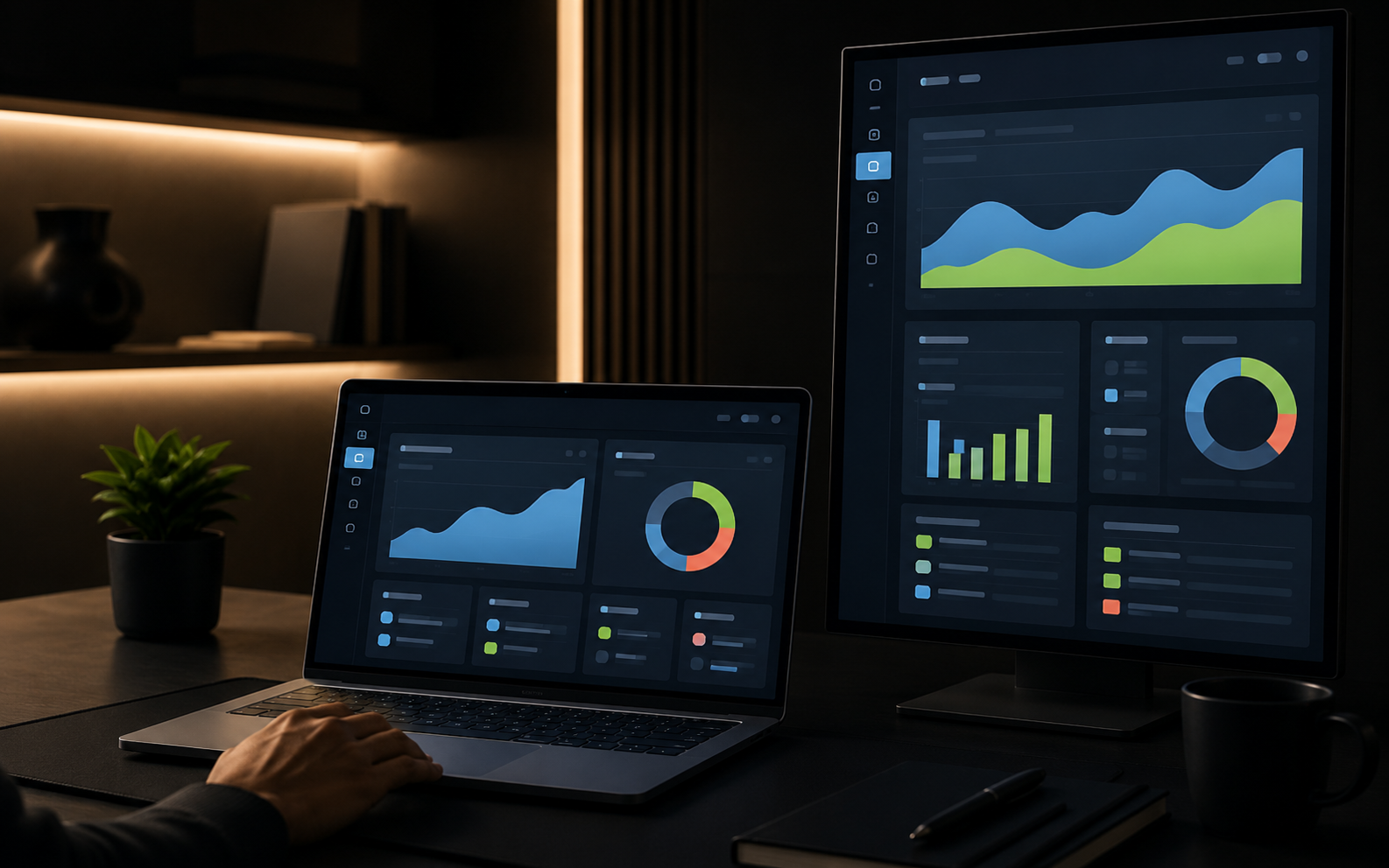 Software product interface on screen