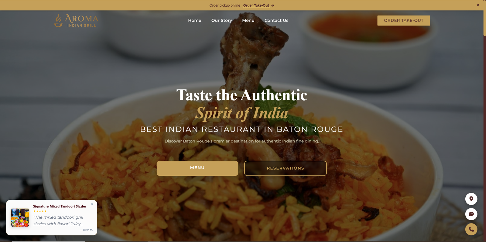 Aroma Indian Grill website project
